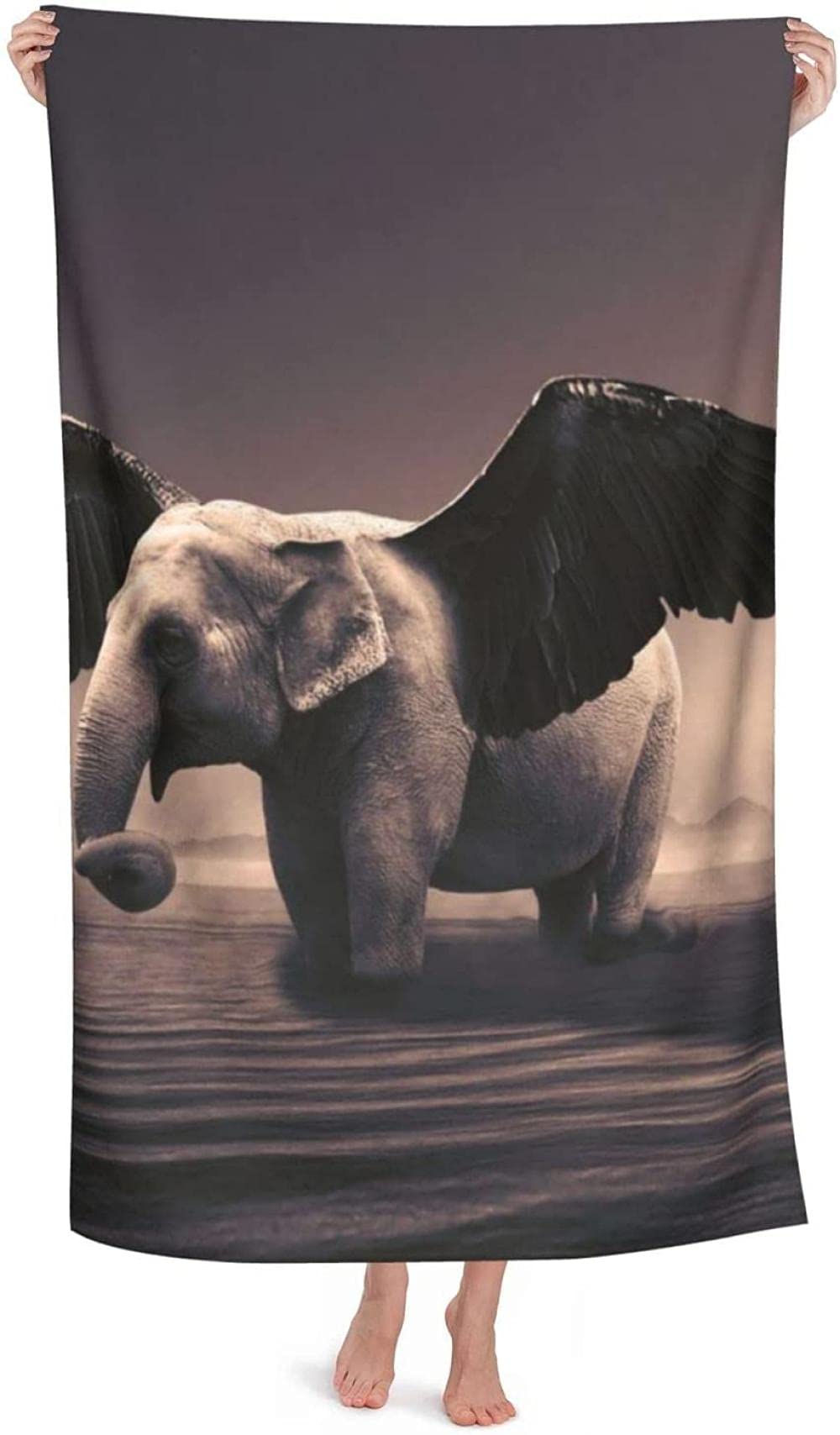 Toalla de Playa Grande 80x130cm,Elefante ,Toalla Microfibra,Suave,Absorbente Viaje Toallas de Mano de Hombres,Niños,Natación,Playa,Camping