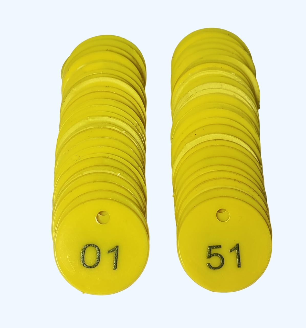 morel Adult & Kid & Youth Embossed Plastic Round Shape Token Coin With Hole Use For Shop, Board Games, Stores, House, School.|1 To 100 Numerical Coins., Yellow
