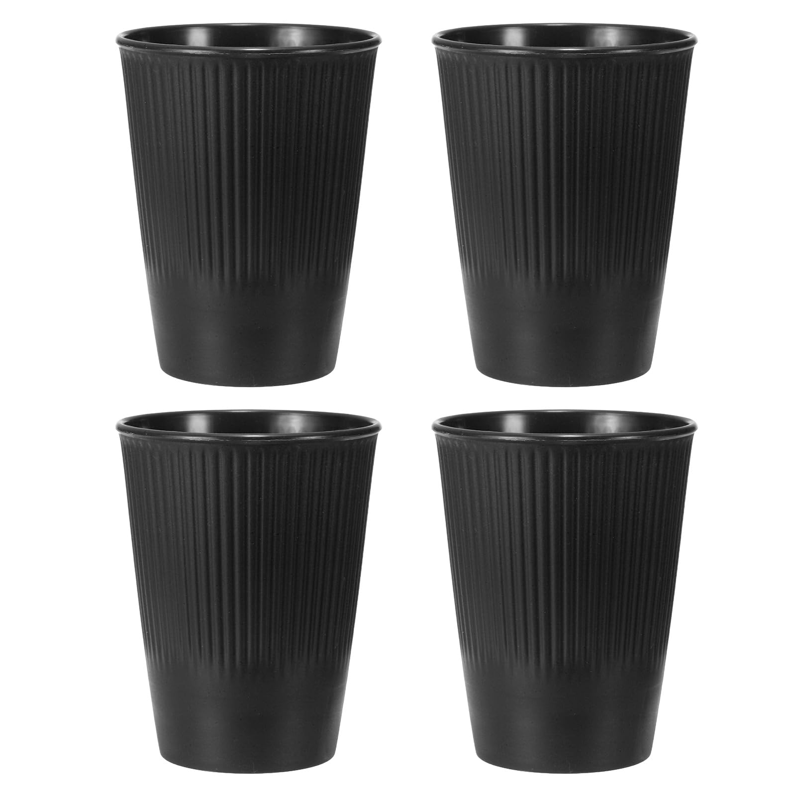 sourcing map 4 Pcs Simple Toothbrush Cup, 3.3 x 3.3 x 4.2" Dishwasher Safe Bathroom Tumbler Reusable Plastic Cup Set for Storing Toothpaste Combs, Black