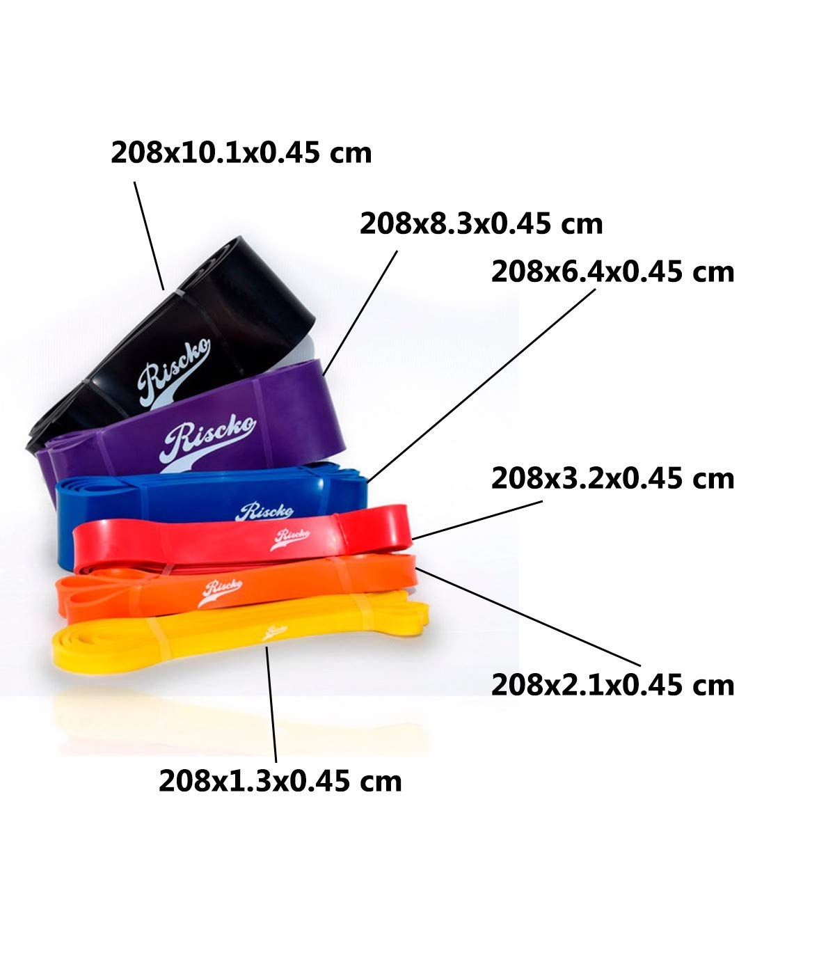 Bandas Elásticas de Fitness | Resistencia |de Látex Natural | para Entrenamiento de Fuerza, Culturismo, Yoga, Pilates | Negro 208 x 10.1 x 0.45 cm