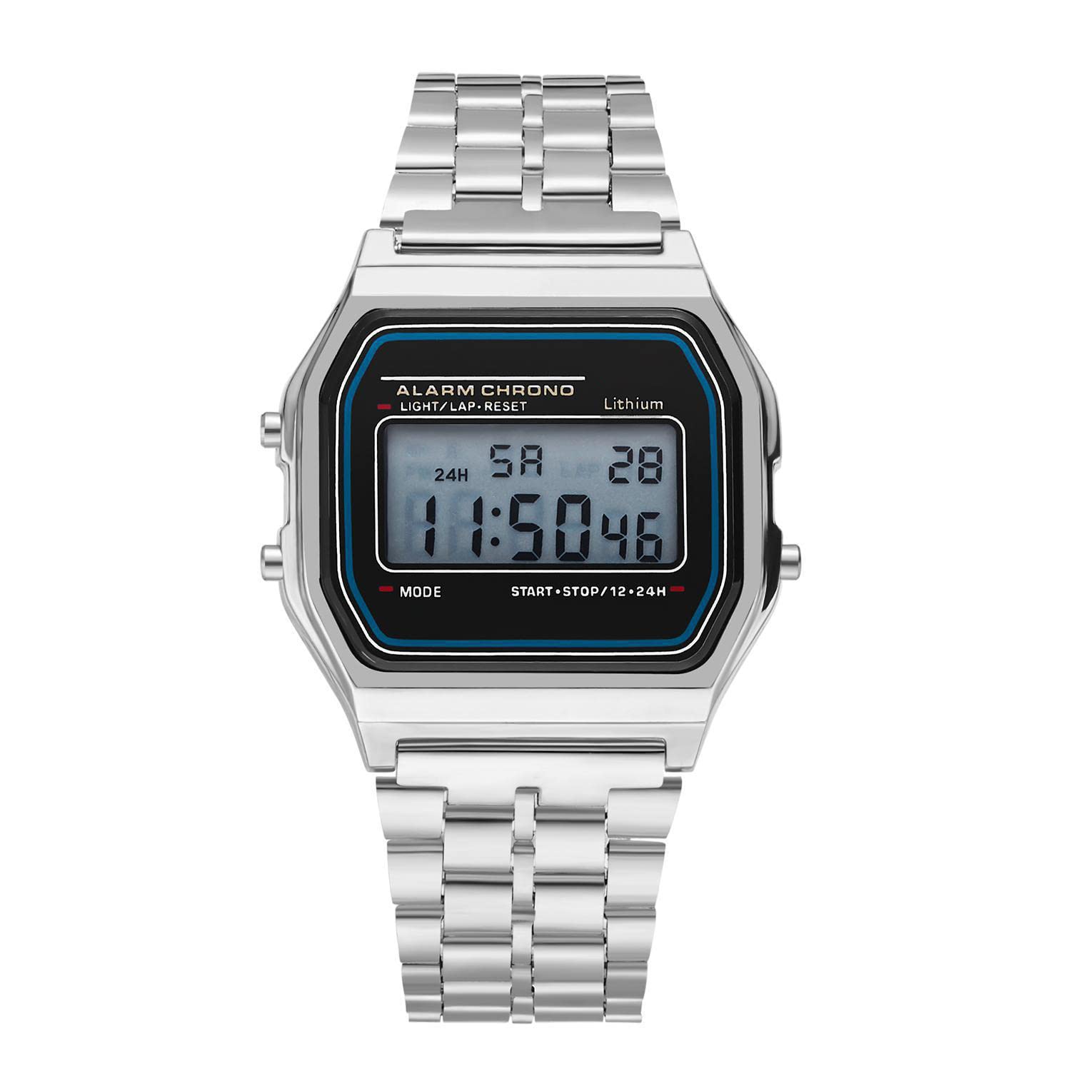 Shocknshop Digital Square Dial LED Unisex Stainless Steel Watch for Men and Womens -W70 (Silver) (B0DGXTRRC7) Amazon Price History, Amazon Price Tracker