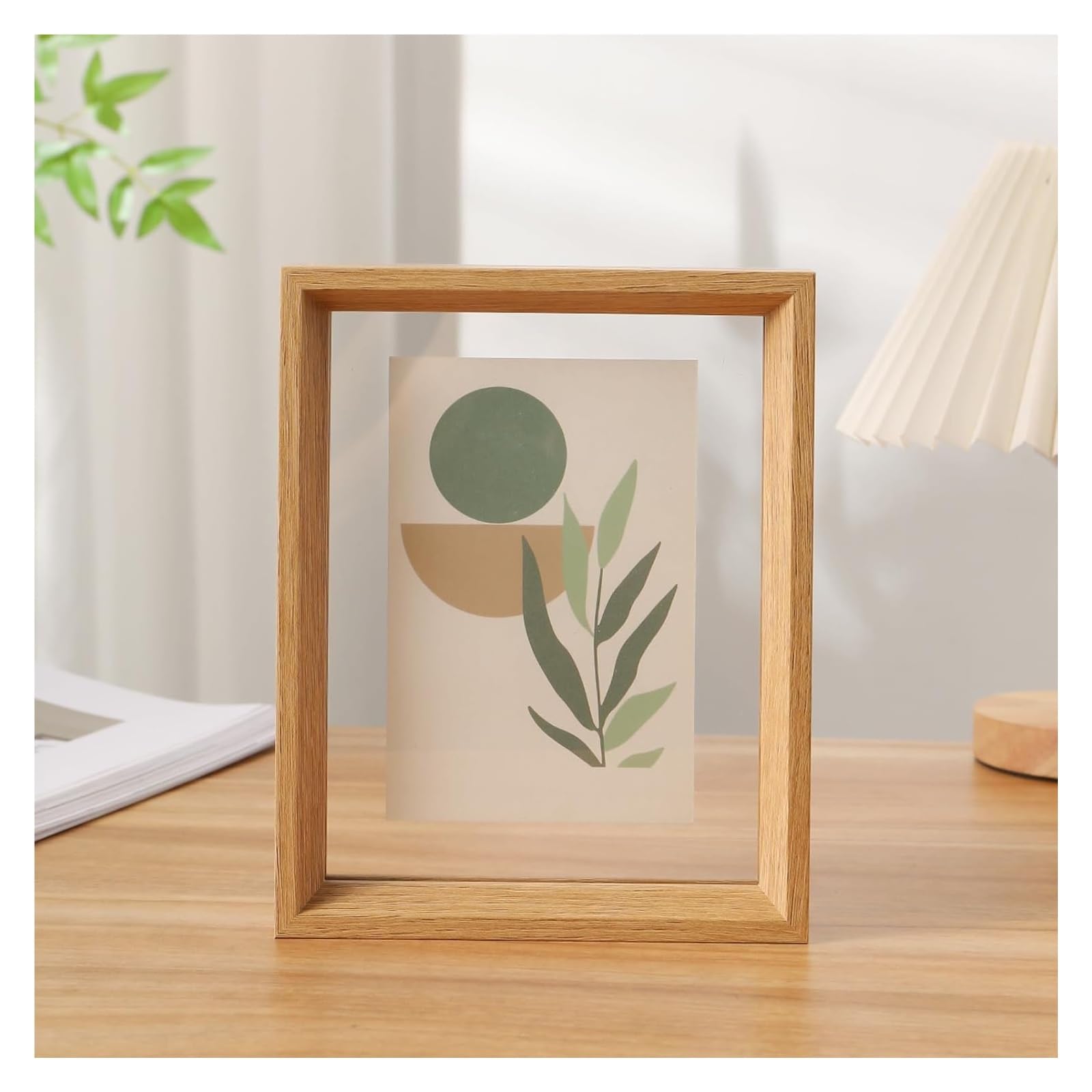 a4 frame, Acrylic Floating Frames for Photo Display and Pressed Flowers Multicolor(Wood Grain,A4)