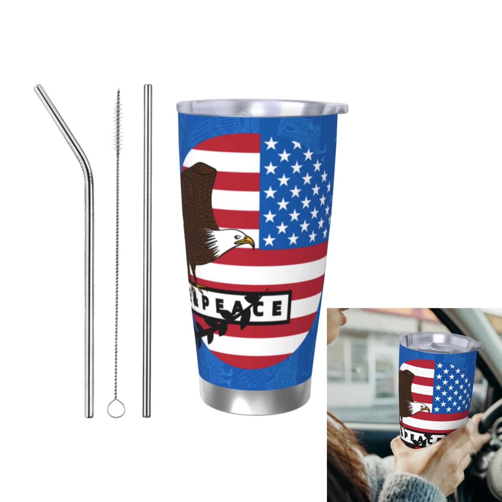 Taza de Viaje para café de 550 ml, Acero Inoxidable, Taza de Viaje para café con Aislamiento al vacío y Tapa, Taza irrompible para Oficina, Bar y Restaurante,1 pcs,20 oz