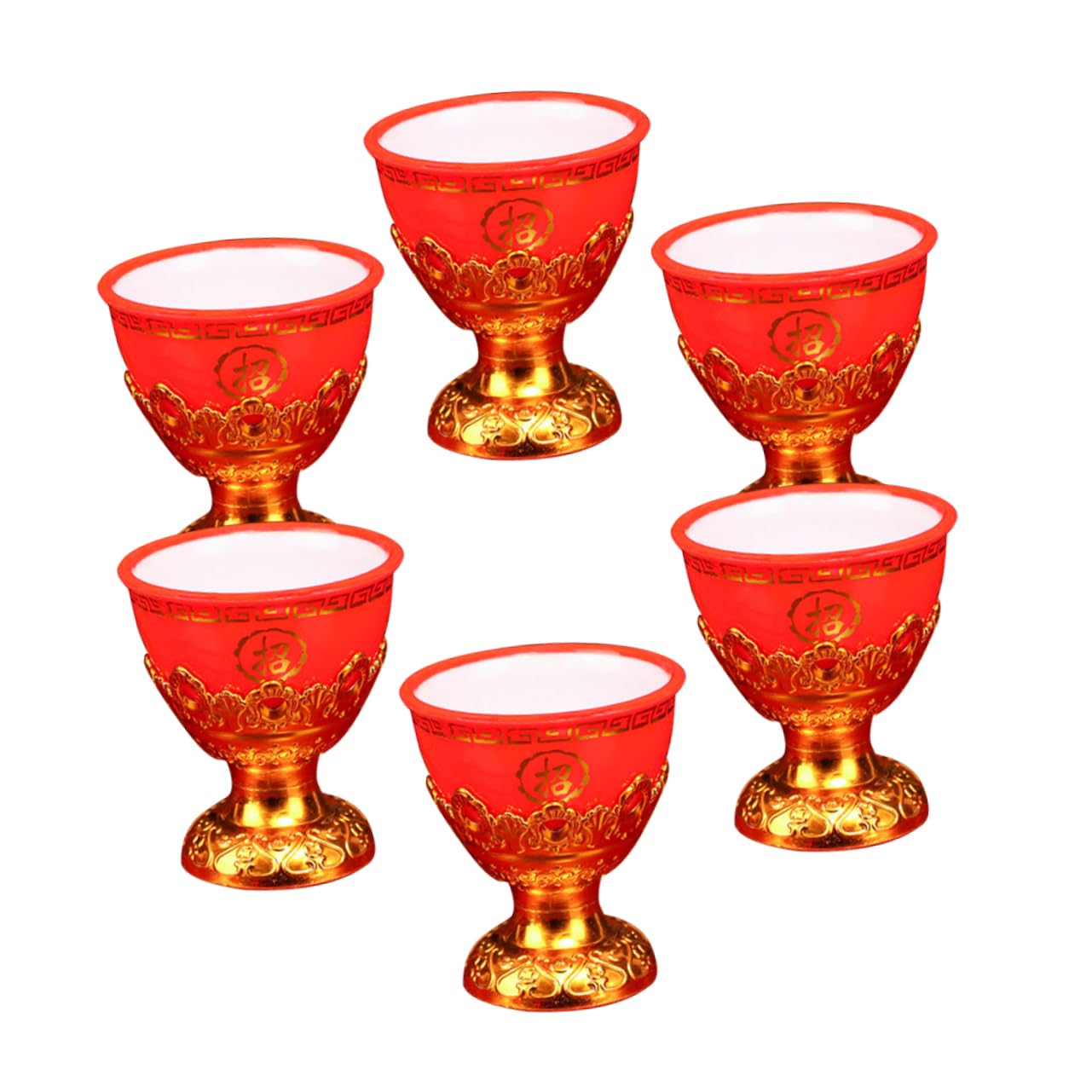 FOMIYES 6pcs Decorative Offering Cup High Foot Ritual Bowls for Buddhist Worship Elegant Design for Ceremonies and Festivities Capacity and
