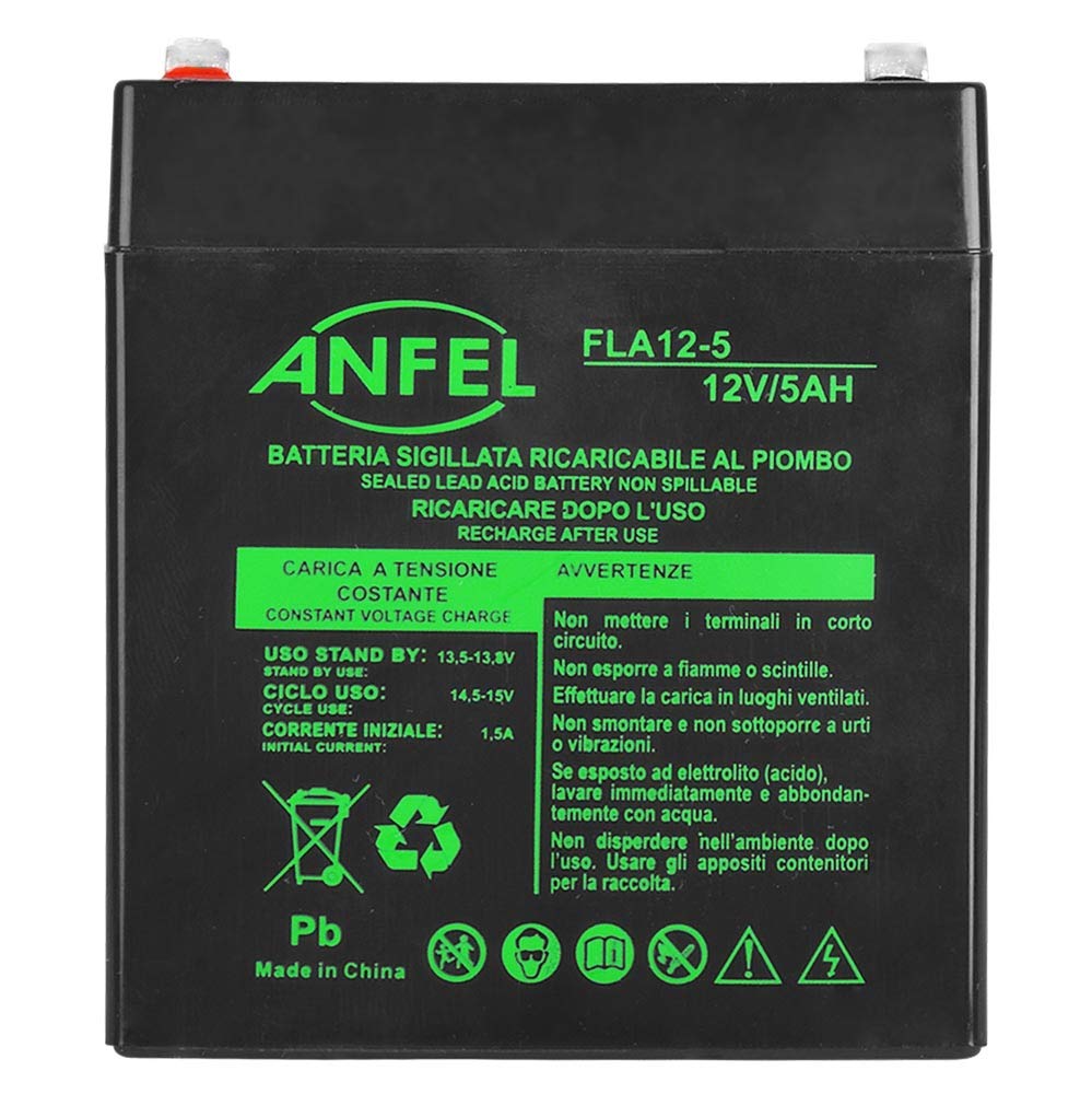 Batteria Ermetica ricaricabile al Piombo 12V 4,5Ah 5Ah con connettore F1 90 x 70 x 101