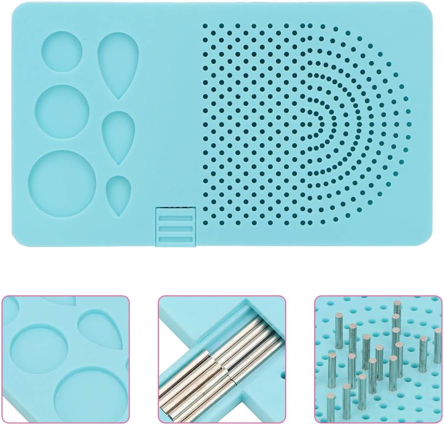 Pilipane Paper Winding Disc Grid Paper Tool Creative Small Drawer Needle Plate DIY Crafting Accessory for Art Enthusiasts ABS Material Blue Pink 15.5x9.2cm 20 Needles (Blue)