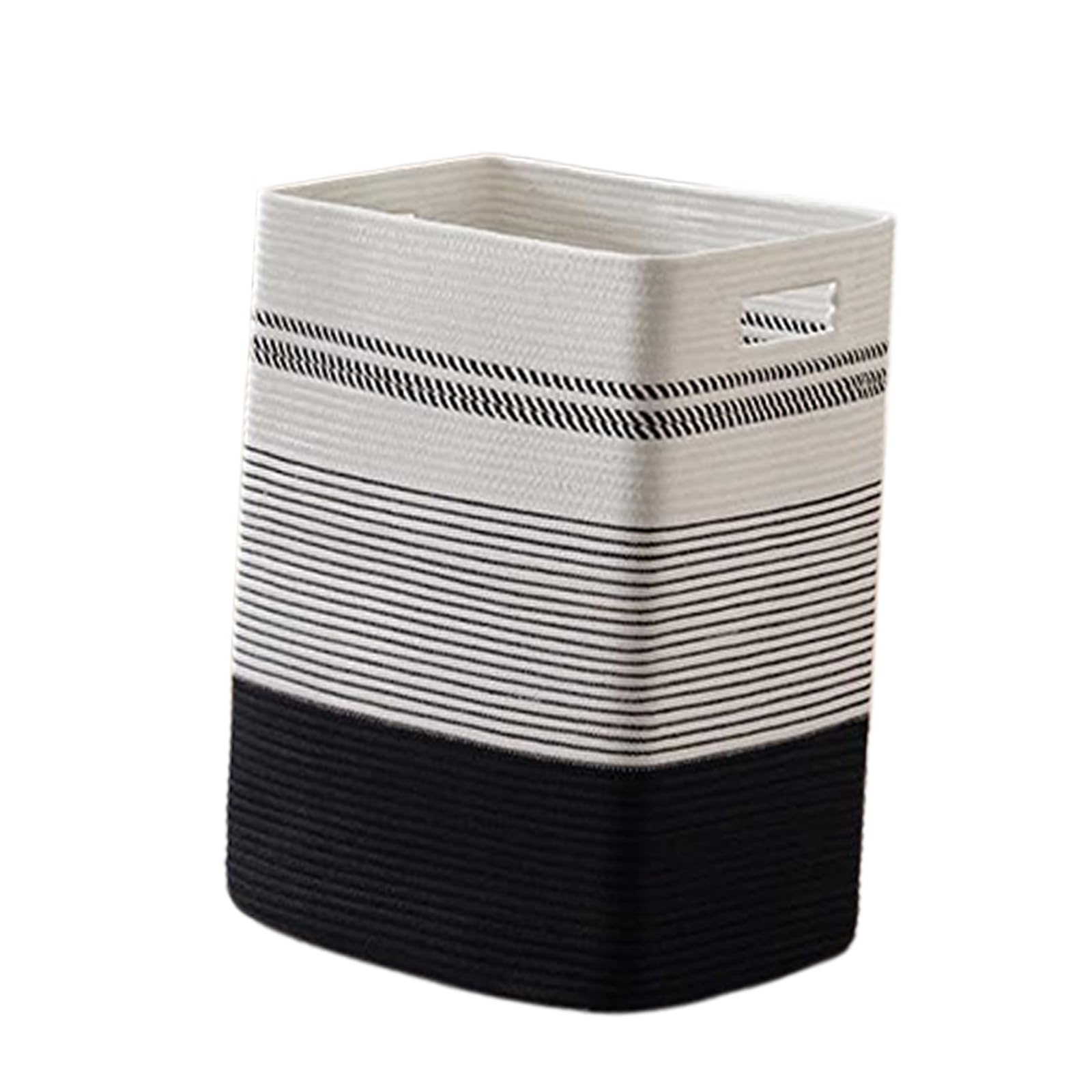 Shntig Black And White Handcrafted Cotton Basket Large Capacity For Holding Linens Towels Seasonal Items And Other Individual Belongings Contemporary Decor Basket