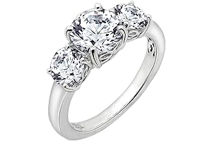 Platinum or Gold Plated Round 3-Stone CZ Ring