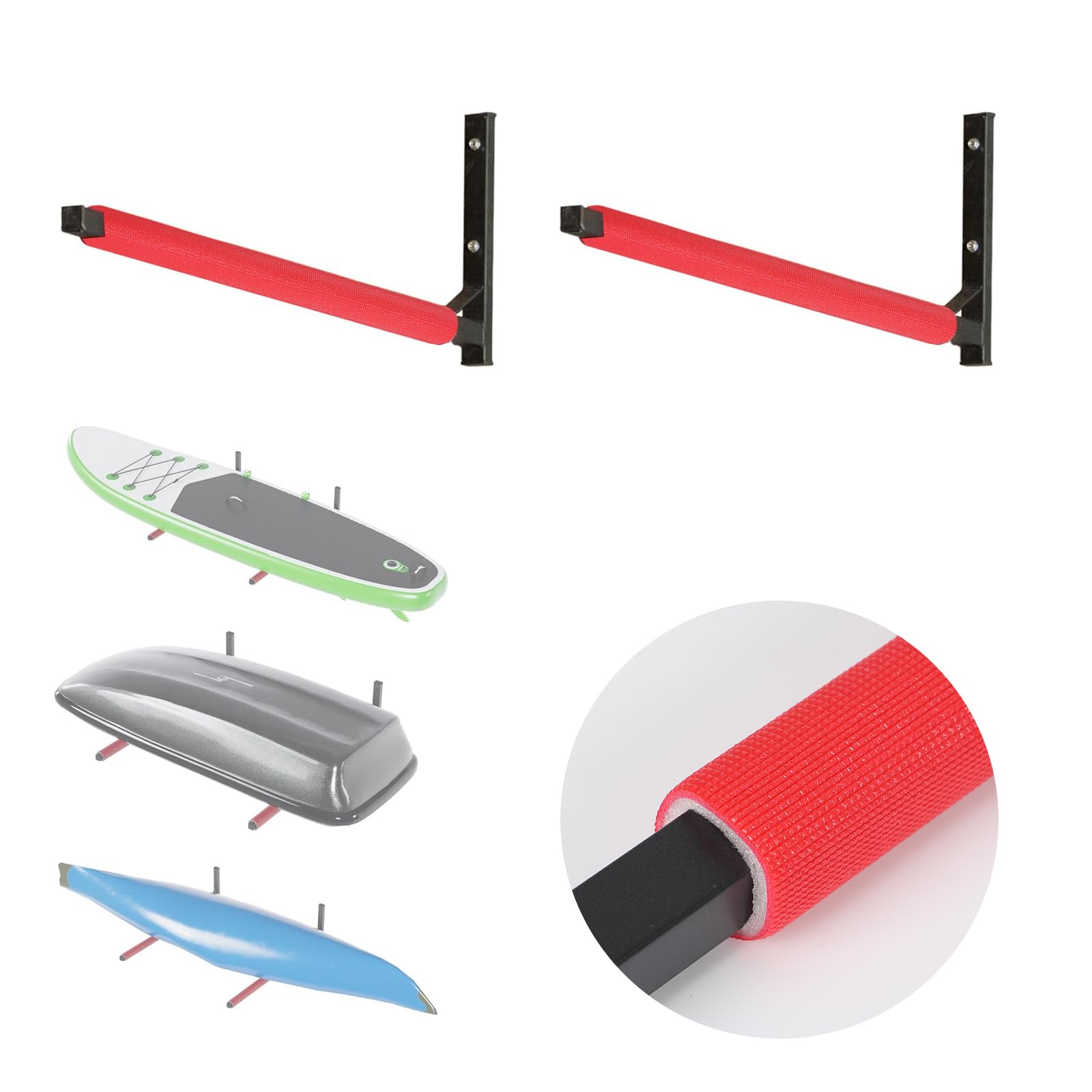 2 soportes de pared de 80 cm, soporte de pared para cajas de techo, canoas y tablas de surf, para guardar cajas de techo, esquís, tablas de surf, herramientas de jardín, cajas de esquí