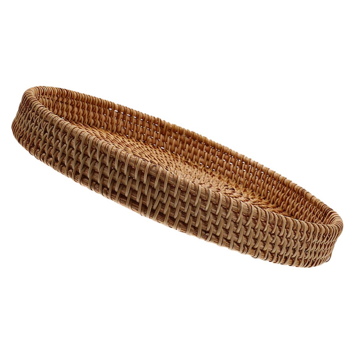 Plateau rond tressé en rotin pour rangement cuisine et table basse