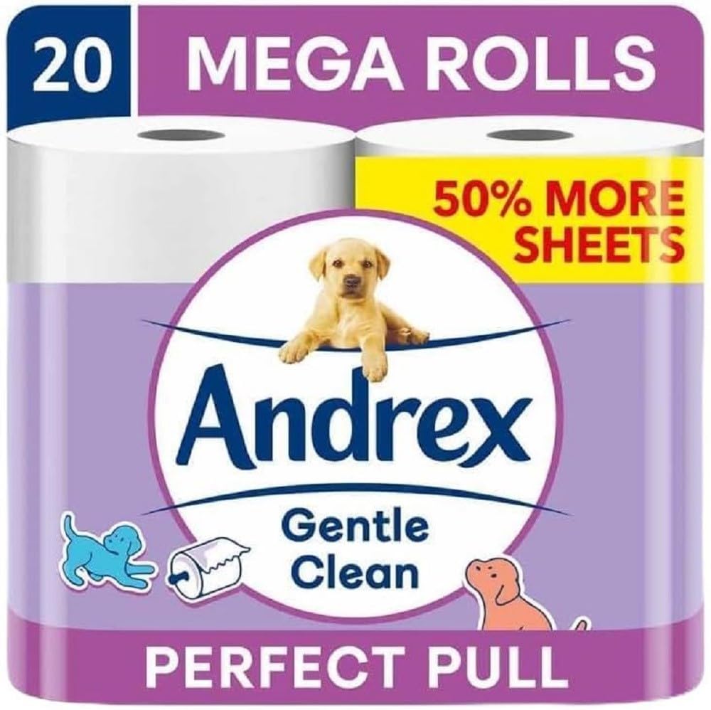 Gentle Clean Perfect Pull Toilet Tissue with Easy Tear Perforations. 20 Larger Toilet Rolls (Equivalent To 30 Standard Rolls) - Great For Toilet Training