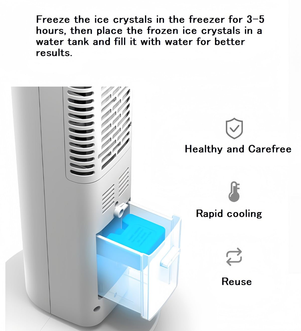 Aire Acondicionado Portátil, Enfriador de Aire 3 en 1, Tanque de Agua de 1200Ml, Ventilador, con Control Remoto, Ajuste de Ventilador de Tres Velocidades, Adecuado para Uso en Casa y Oficina.