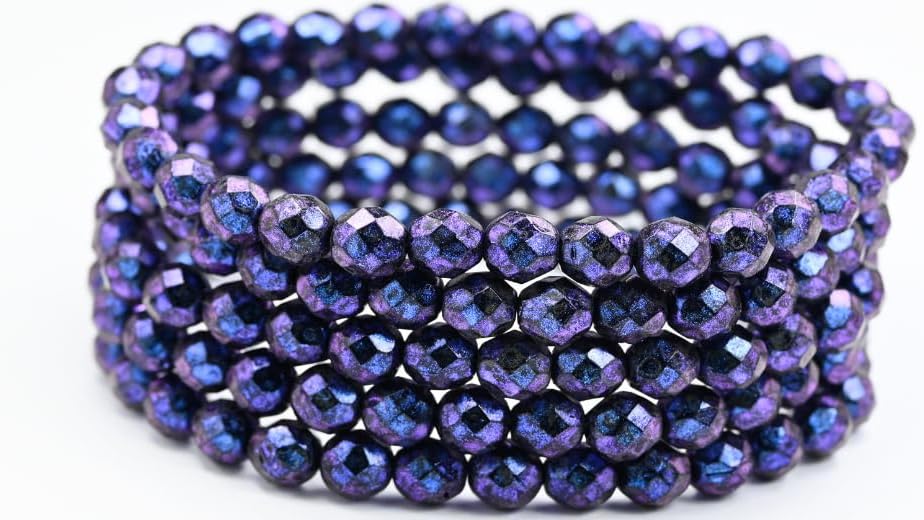 Fire Polished Round Faceted Beads, 543003 (543003), 8 x 8 mm, Glass, Czech Republic