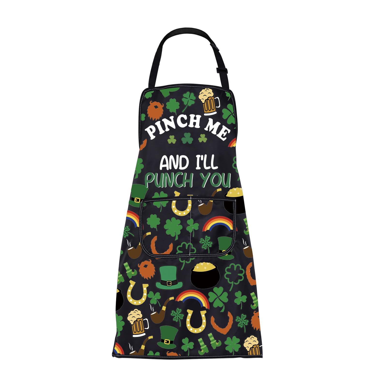 BNQL Irish Apron Ireland Gifts for Ireland Lover Pinch Me And I'll Punch You Lucky Shamrock Apron Ireland Trip Gift Ireland Apron