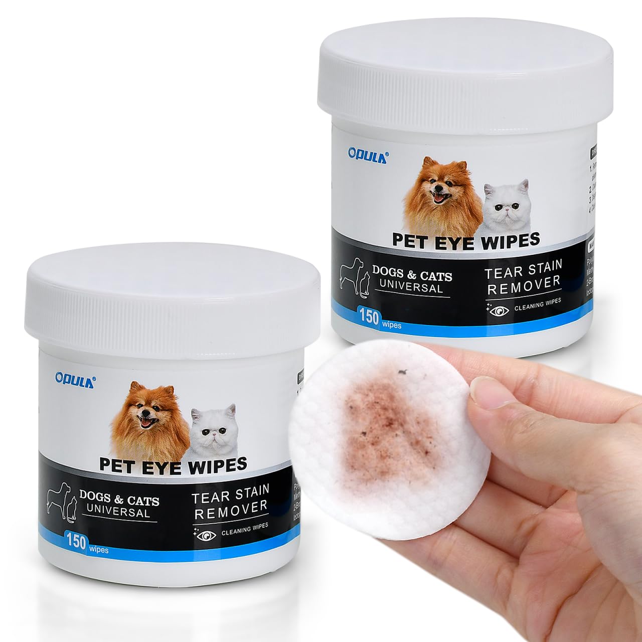 Dog Eye Wipes Biodegradable, Hypoallergenic Cat Dog Eye Cleaner, Pet Tear Stain Remover Wipes | Wrinkle, Face, Eye Cleaner Pads to Gently Remove Discharge, Crust | Unscented Pet Tear Wipe -300PZ