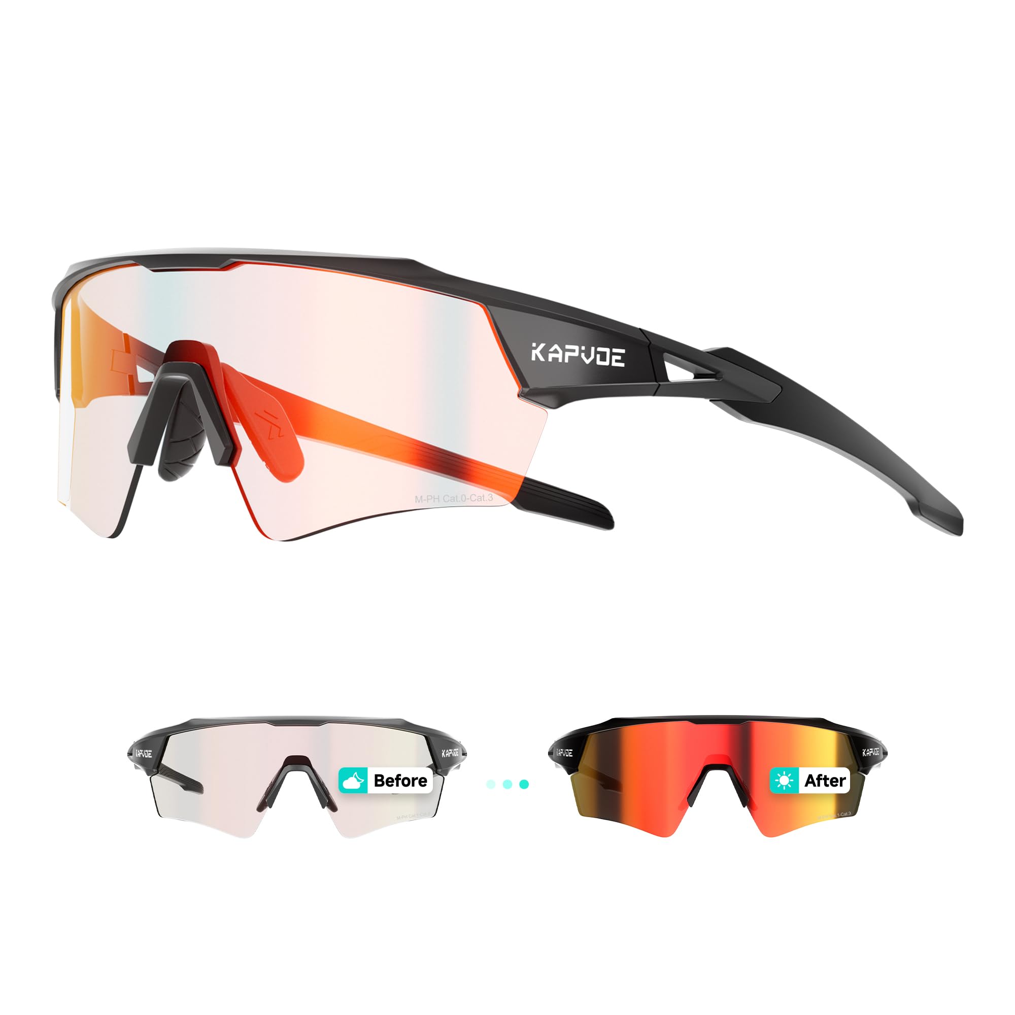 KAPVOE Photochromic Cycling Sunglasses for Men and Women K198