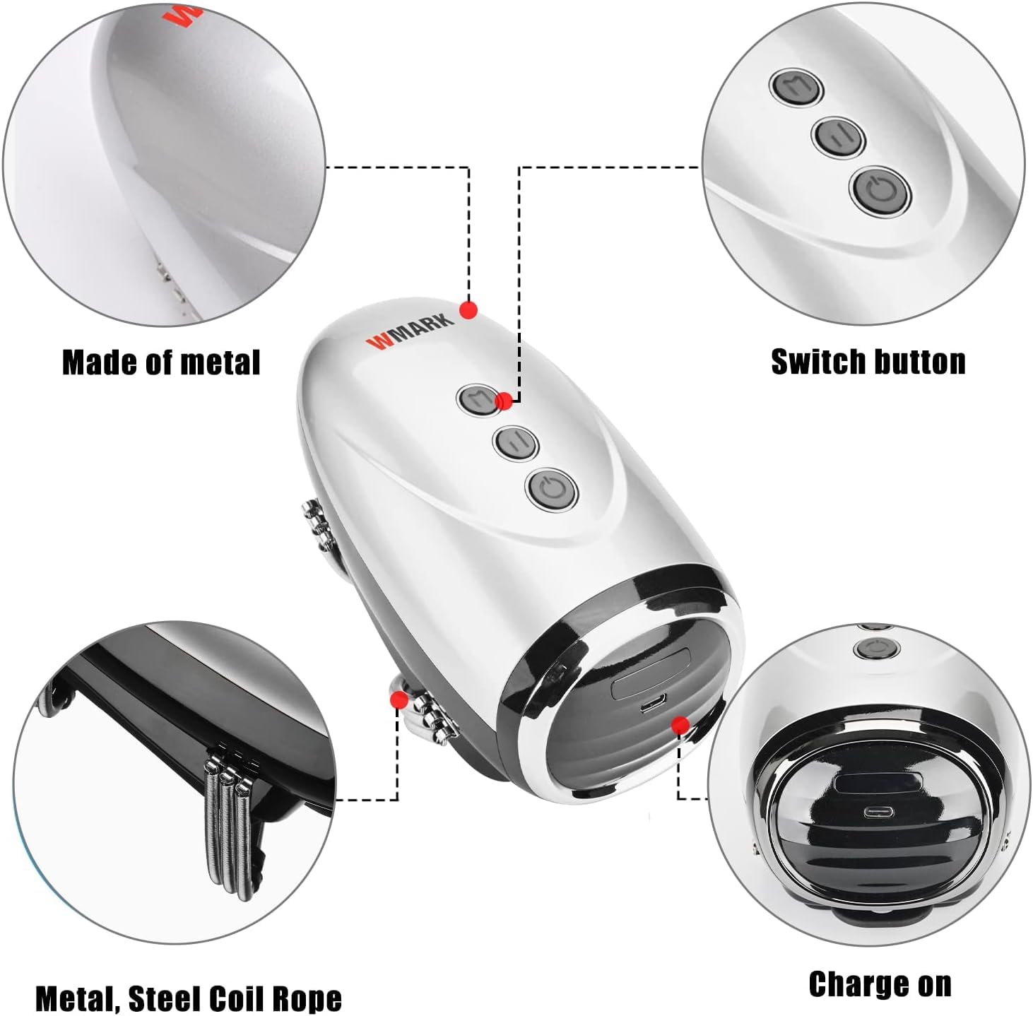WMARK NG-SM001 Ultra Premium - Masajeador inalámbrico para peluquería, hogar, carga USB, vibración, cuello, piernas, manos, cara, 2 nodos de masaje, 2600 mAh, 13 horas de funcionamiento, temporizador