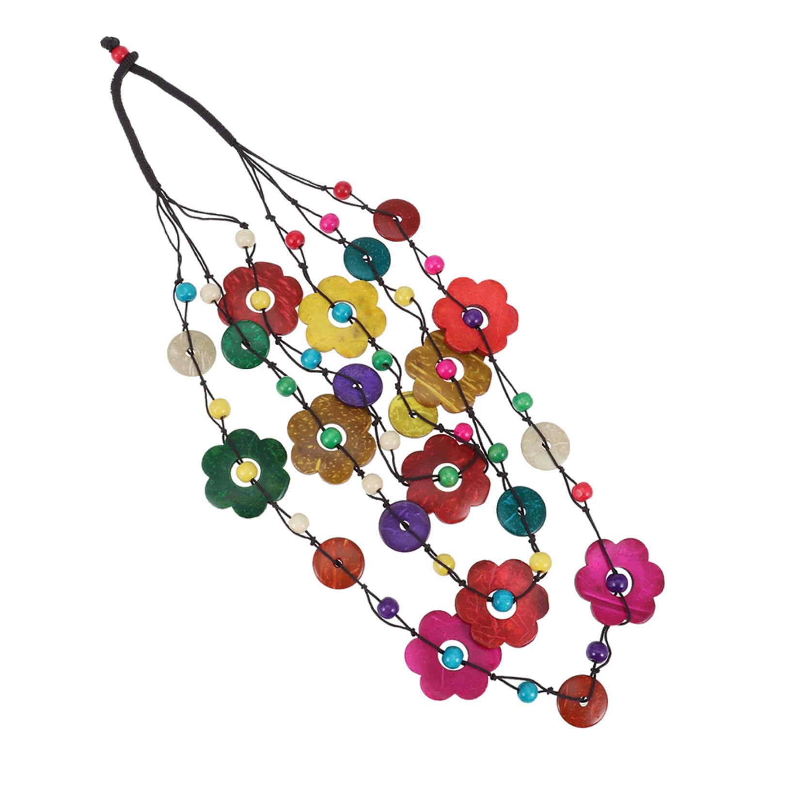 6pezzi Collana Etnica Bohemia Di Cocco Con Perle Colorati Per Occasioni Speciali e Festività
