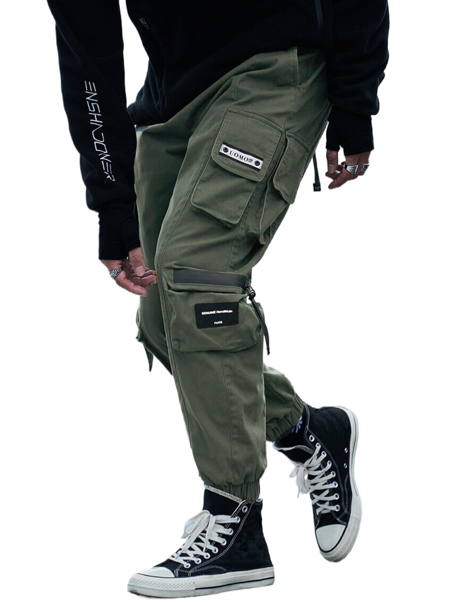 Mens Cargo Pants Casual Joggers Techwear Cotton Streetwear Hip Hop Trousers
