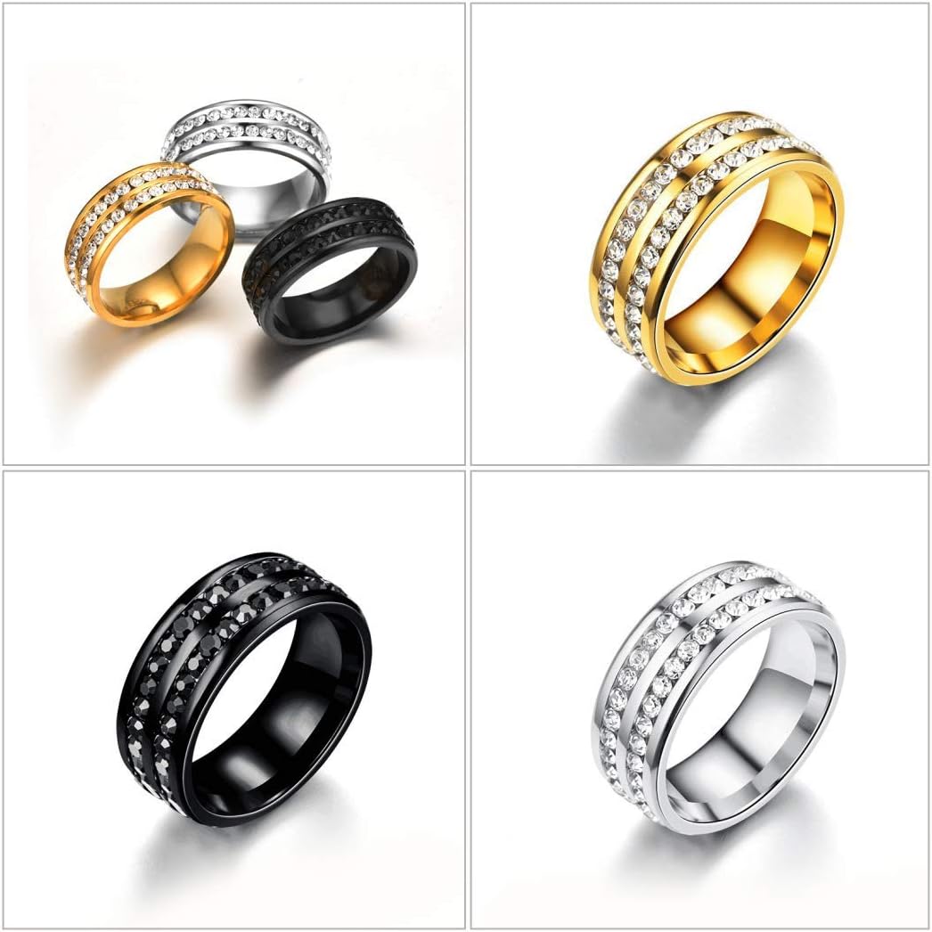 VanSP Fashion Titanium Steel Double-Row Drill Ring Micro Magnetic Weight Loss Ring Fat Burning Slimming Finger Ring Slim Tools Slimming Product Black 9 : Health & Household
