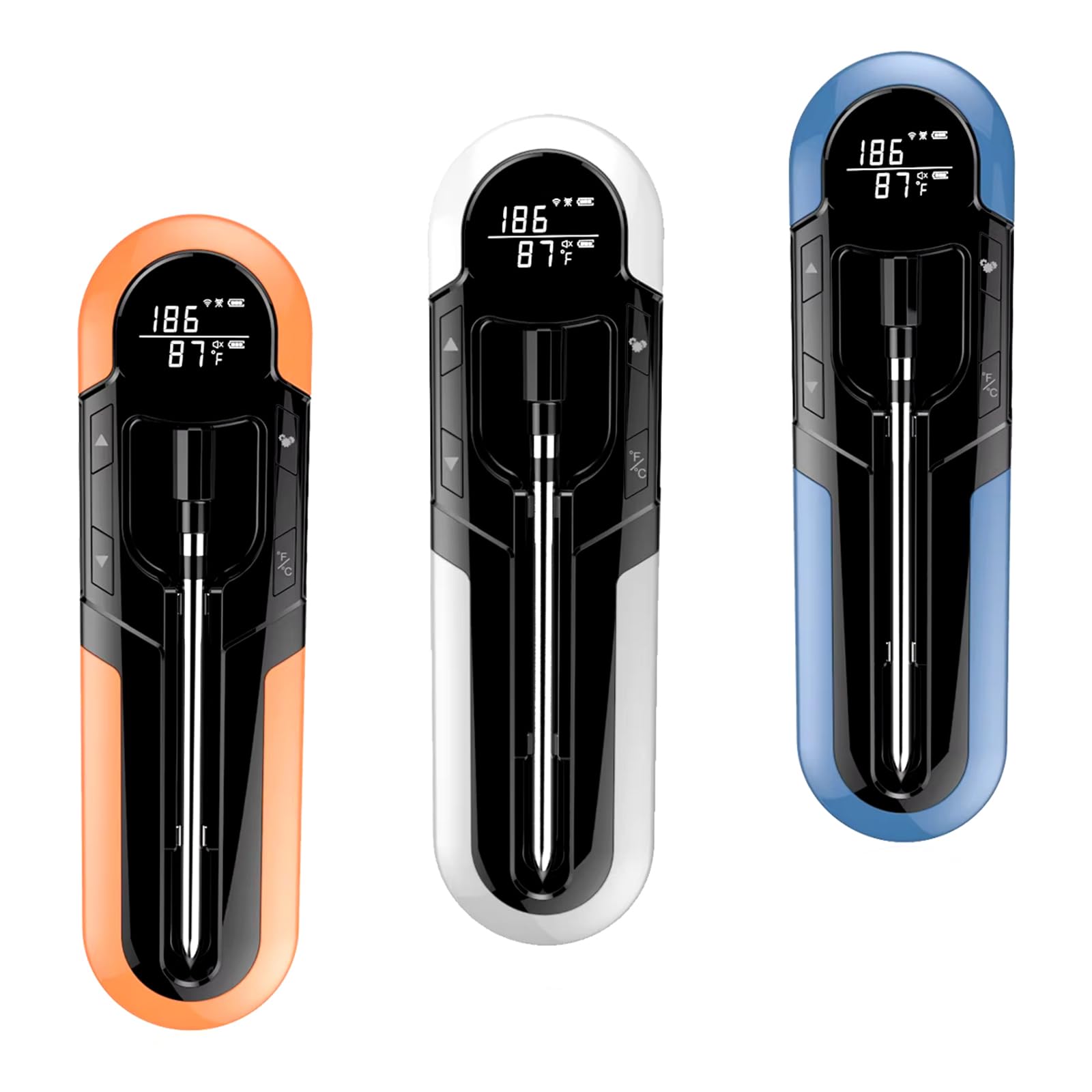 Thermomètre à viande sans fil, thermomètre à viande sans fil Bluetooth intelligent avec commandes APP et étanche IP66, thermomètre de cuisson numérique de portée 500 pieds, thermomètre alimentaire