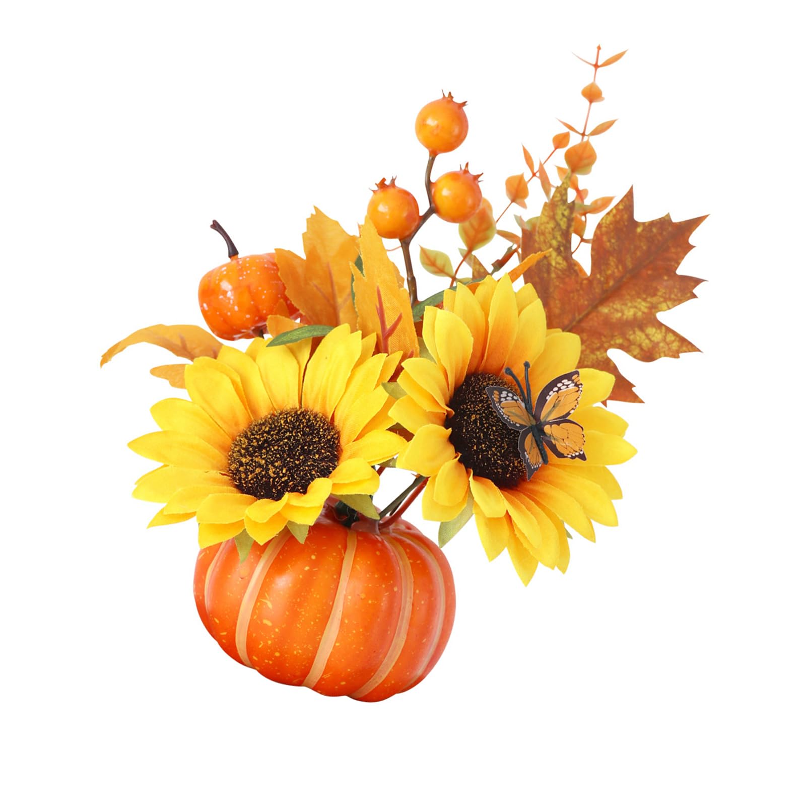 Indoor Harvest Decor Faux Pumpkin Tabletop Centerpiece for Fall Console, Shelf, and Coffee Table Display, 1 Piece Harvest Tabletop Decoration Thanksgiving Centerpiece Autumn Mantel Decoration Seasonal