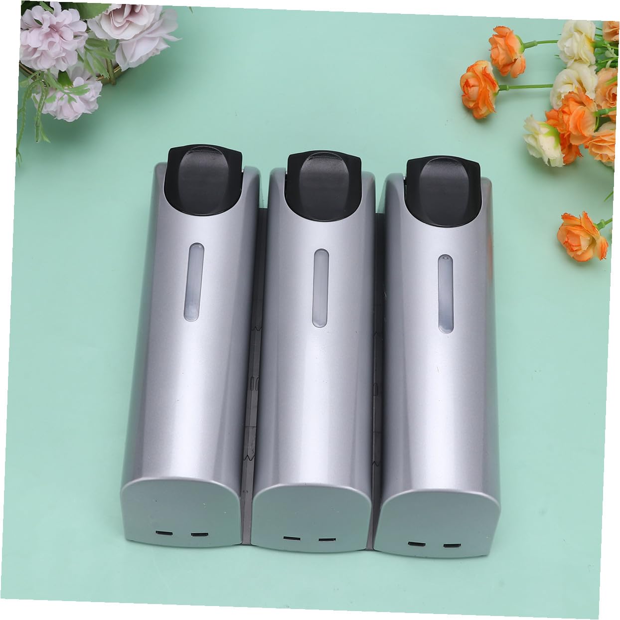 Dispensador de Jabón de Baño con Triple Cabezal Metal Plástico Plata