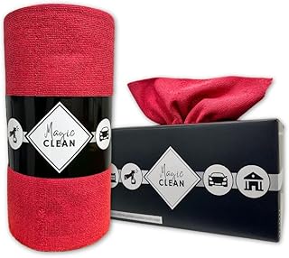 Phoenix Rollo de Microfibra Box de 75 paños de Microfibra Reutilizables – paños de Limpieza mágicos para Ventanas y Coches, Microfibra, 30 x 30 cm, Gruesos y absorbentes, Color Rojo