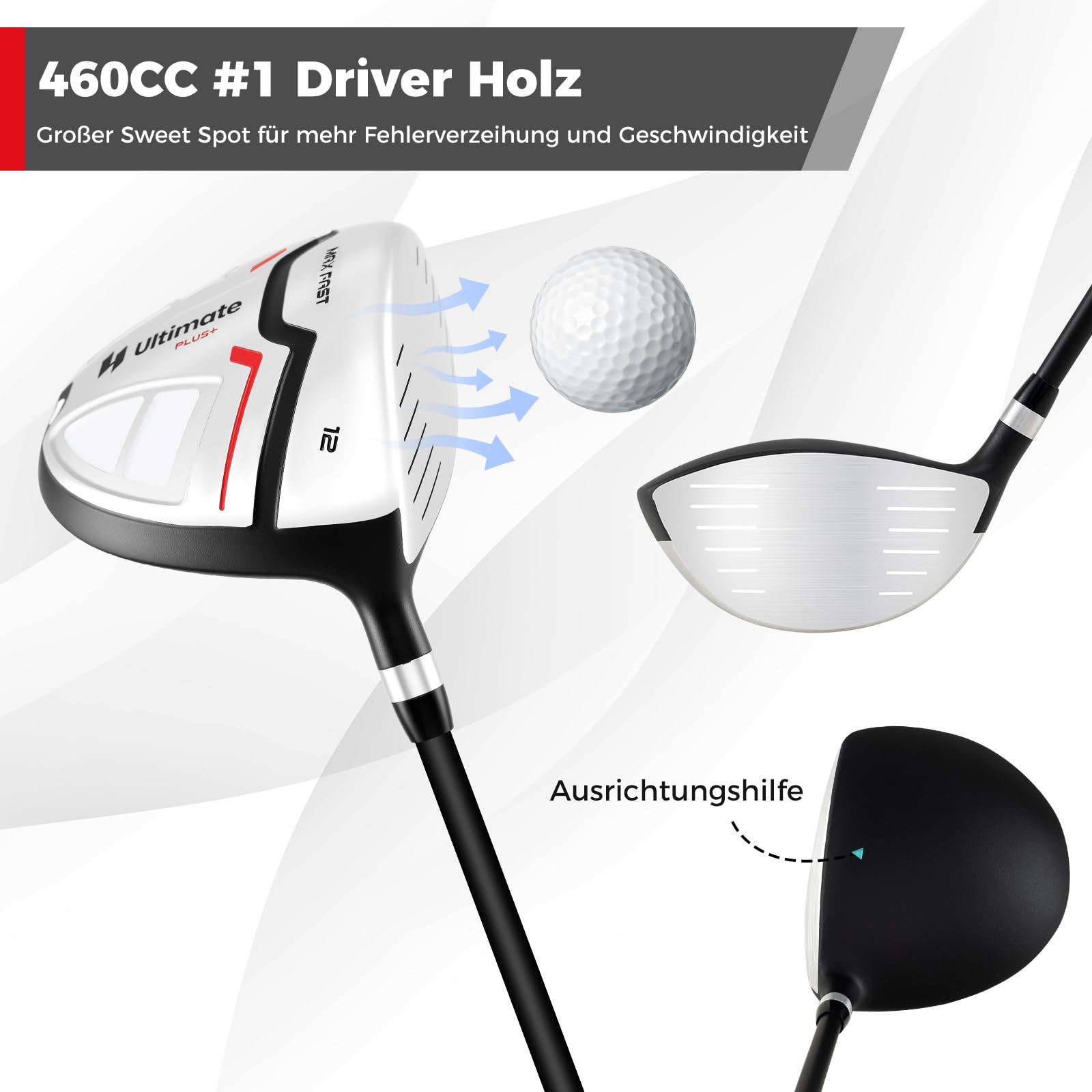 GYMAX komplettes Golfschläger Set für Damen, 13-teiliges Golf Set mit Standtasche & Regenschutz, Golfset mit 460CC & 1 Driver & 3 Fairway & Hybrid & 5/6/7/8/9/P/S Eisen