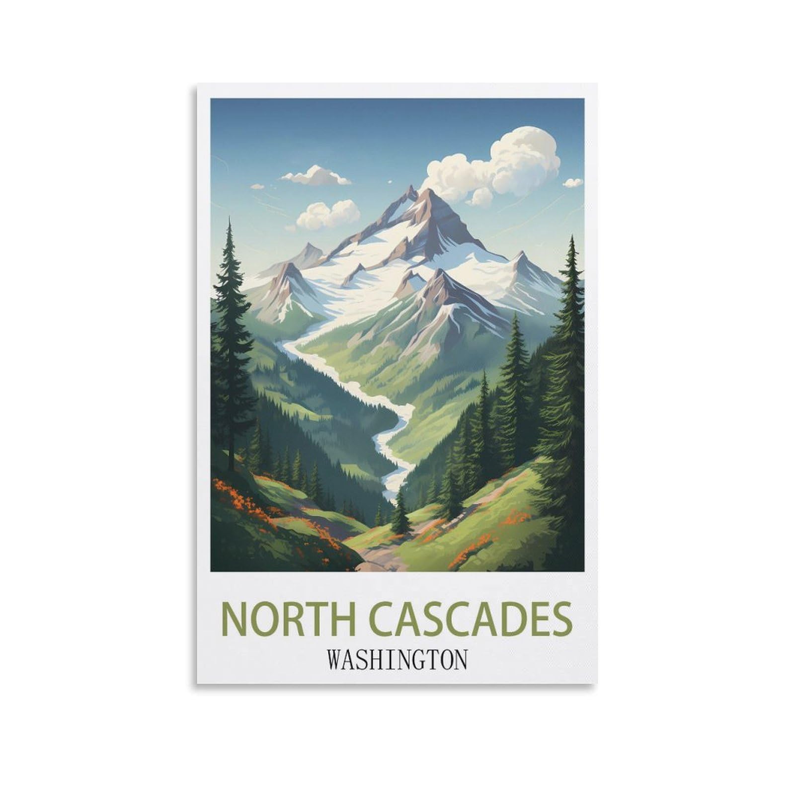 Vintage Metal Tin Sign Vintage Tin Sign Metal Retro Art Wall Poster for Home Club Garden Decor North Cascades Washington Posters 30x30cm
