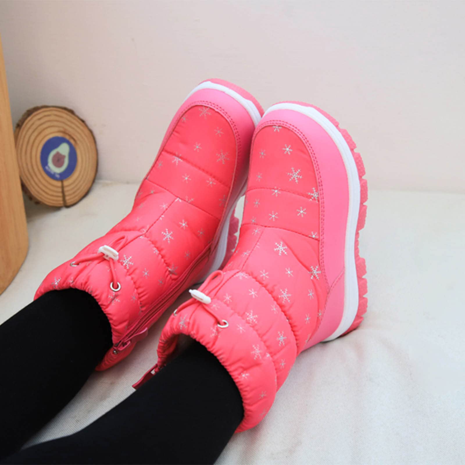 Botas niños fácil Poner Invierno niños Botas de Nieve para niños y niñas Gruesas Antideslizantes e Impermeables Botas de Media con Cremallera Lateral Color Estampado de Nieve (30 Little Child)