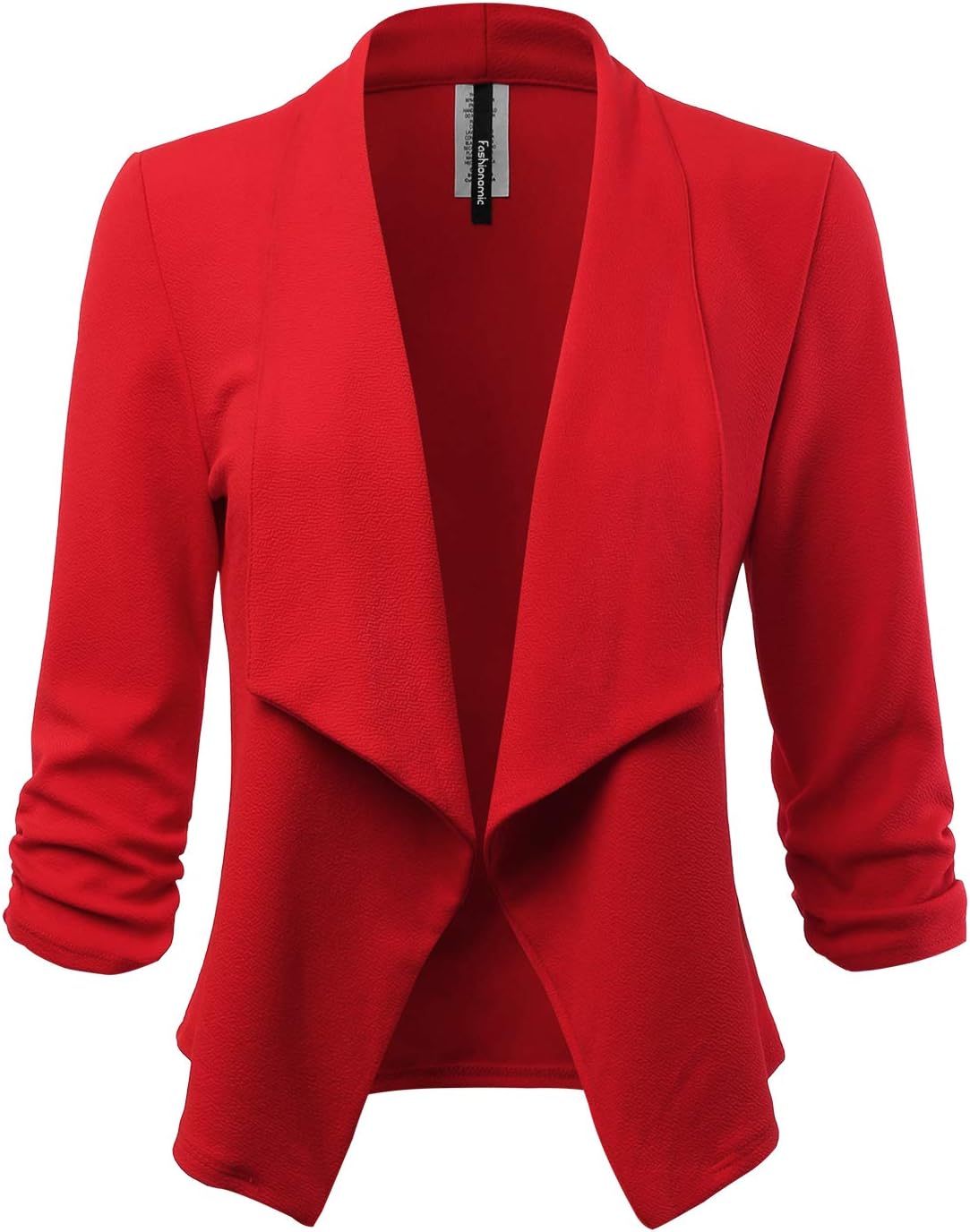 Women's Stretch 3/4 Gathered Sleeve Open Blazer Jacket (Made in USA)