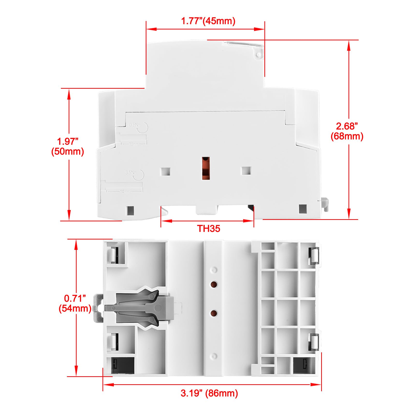 Heschen Contactor de CA para el hogar, CT1-100, 2 polos dos normalmente abiertos, voltaje de bobina de AC 220V/240V, montaje en riel DIN de 35 mm