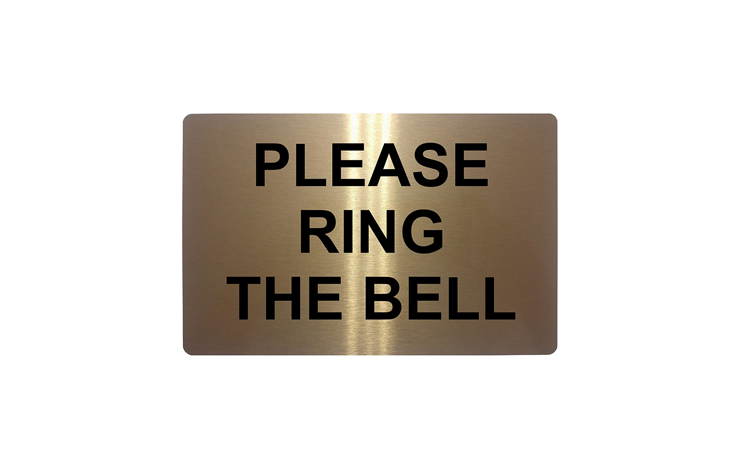 PLEASE RING THE BELL Metal Aluminium Door Sign Plaque For House Office 85x54mm (Brushed Gold)