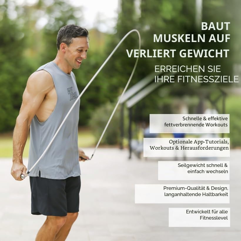 Crossrope Get Lean Set – Gewichtetes Springseil, 113 g und 226 g, schmale Griffe