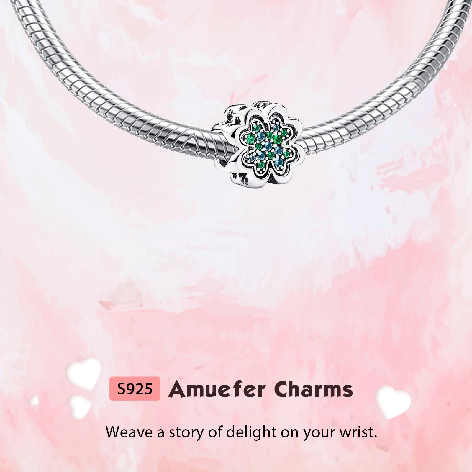 St.Patrick's Day Charms 925 Charms pour Bracelets et Colliers, Argent Sterling Charme Saint Valentin Noël Anniversaire Bijoux Cadeaux pour Femme Maman Épouse Amis