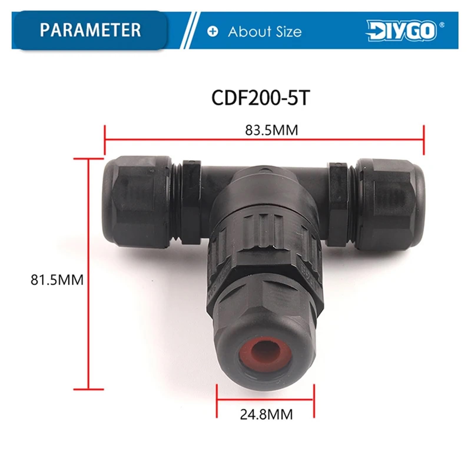Scatola di giunzione a T con connettore a vite a 5 poli, collegamento rapido per cavi elettrici da 4-10 mm, 1 pezzo