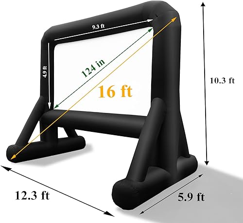 Miniatura 7 de Pantalla de proyector inflable de 16 pies para películas al aire libre – Pantalla inflable de fácil configuración con ventilador silencioso