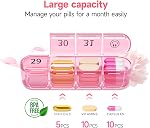 Zoksi Organisateur mensuel de pilules 1 Une fois par jour, un mois Voyage Pill Case, 30 Organisateur de boîtes à pilules une fois par jour, 31 Conteneur quotidien de médicaments avec grand support de pilule, pour supplément de vitamine médicaments, rose