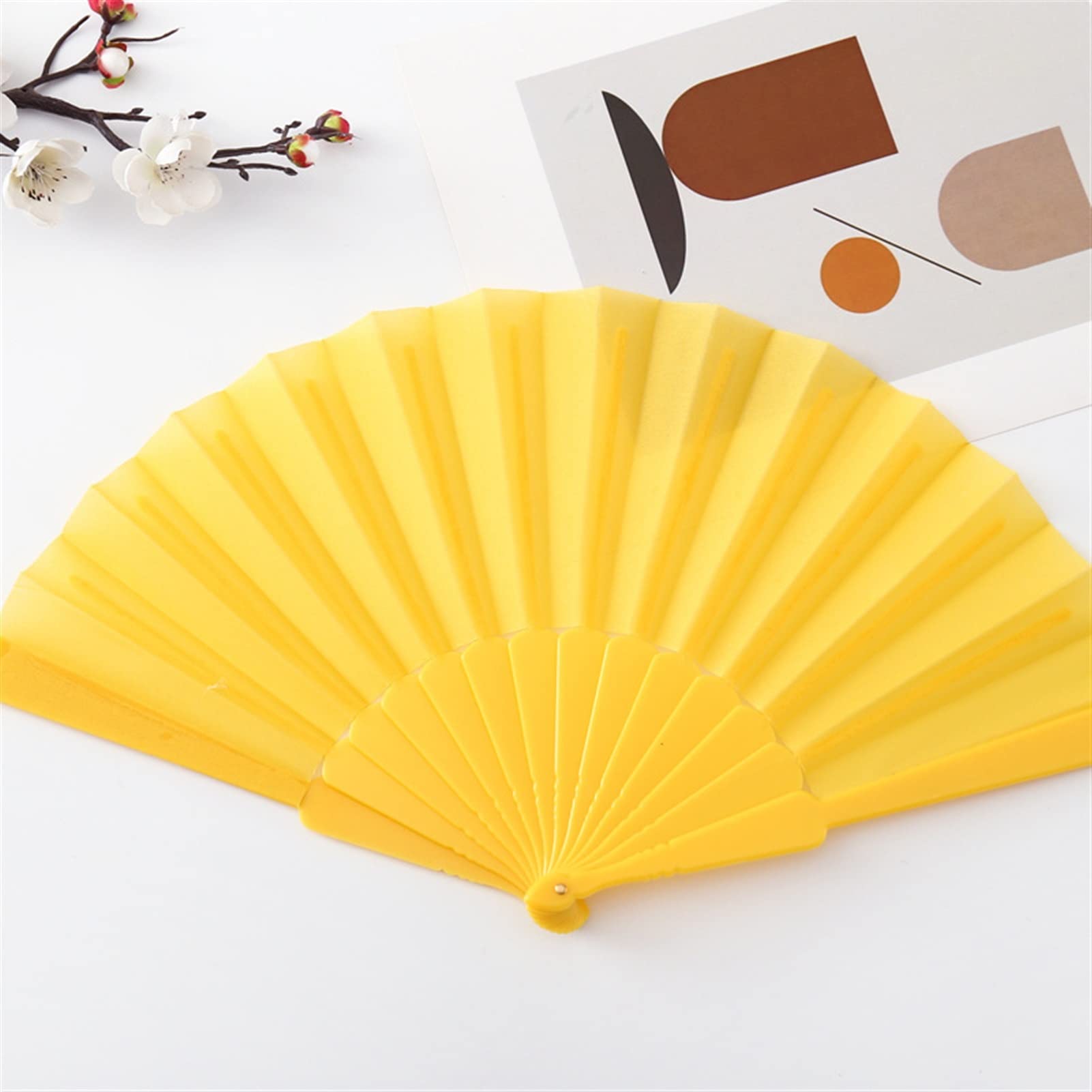 LKLNKVL folding fan, Folding Hand Fan - Room Decoration Gift Craft Plastic Hold Chinese Style Dance Performances Held Party Wedding Supplies Decorative(D)