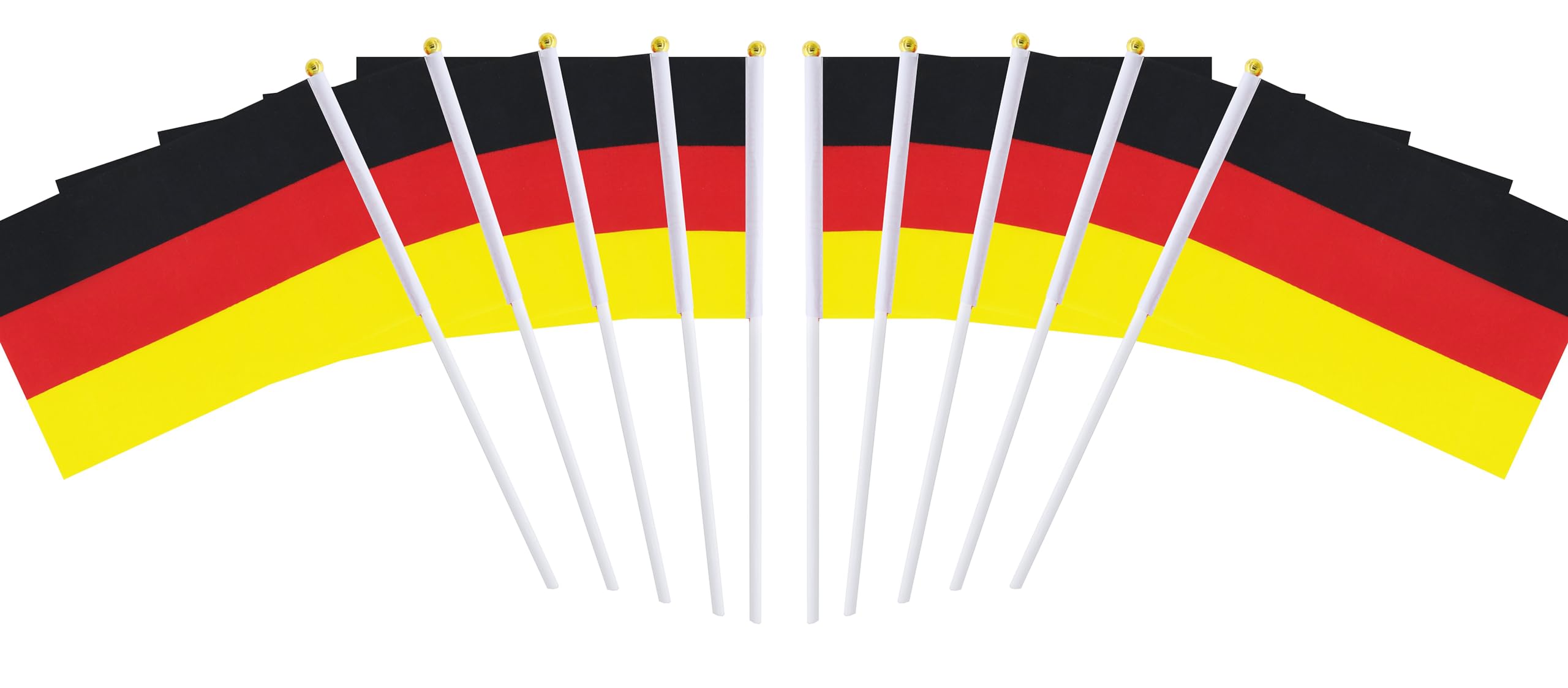 10 Pack Germany German Flags on Stick 5x8 Inch,Patriotic Decorations,Classroom Decor,Small Mini Flags on Sticks,Flag Decorations for Party.