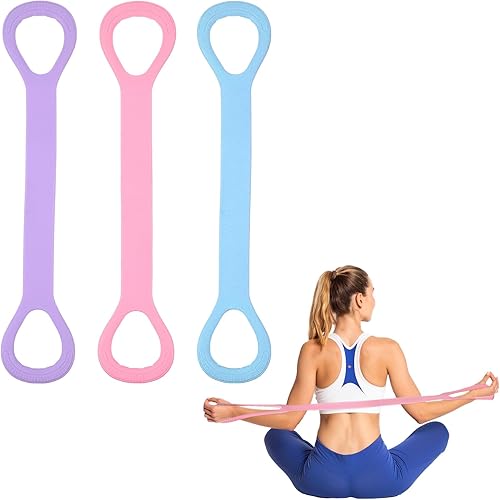 3 bandas de resistencia, figura 8 bandas de resistencia con asas, banda elástica de ejercicio para yoga, pilates, brazo, espalda, hombro,