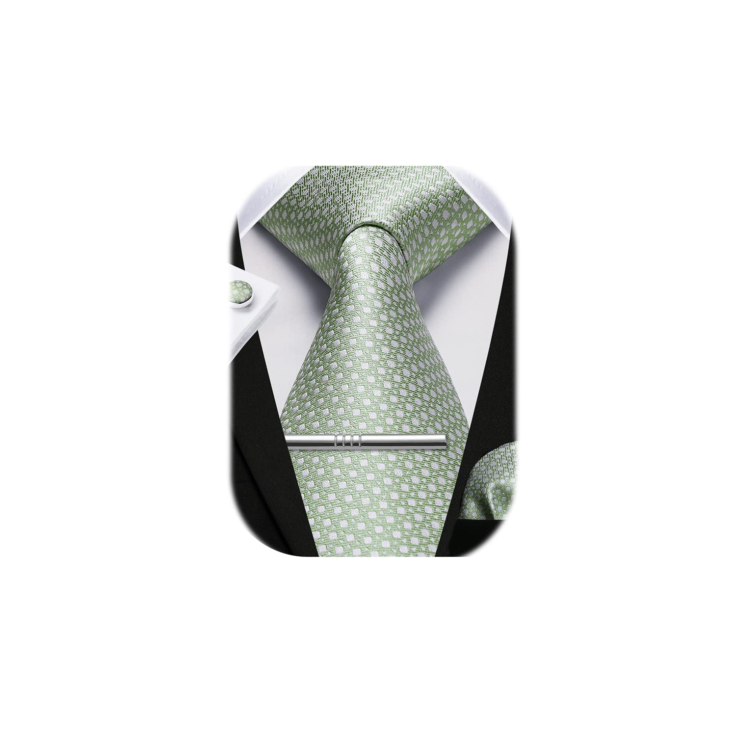 HISDERN conjunto de corbata y bolsillo a cuadros para hombre conjunto de pañuelo y gemelos conjunto de Clip de corbata regalos formales para fiesta de boda corbata para hombre