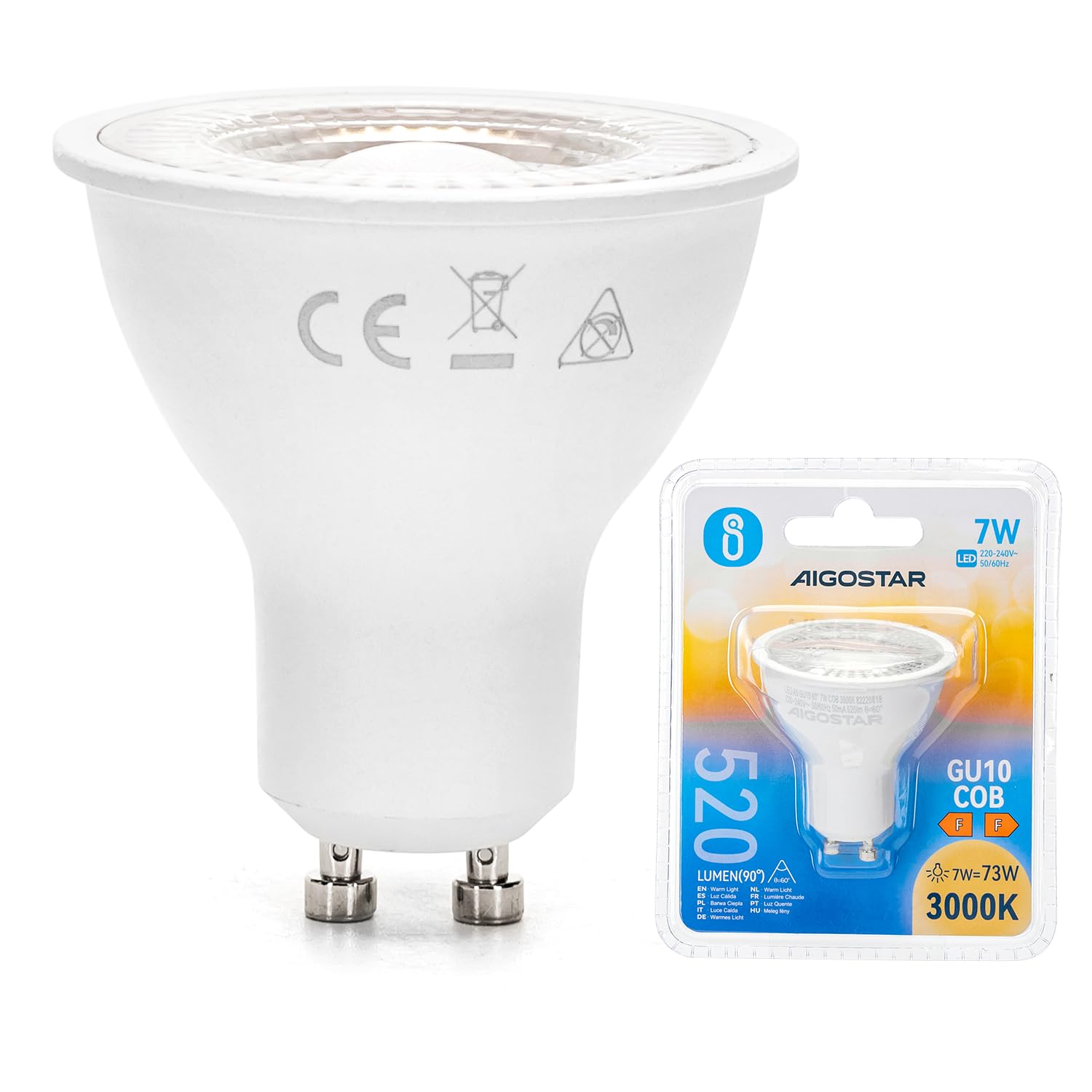 VoltShine GU10 COB LED 7W: Illuminates Your Spaces with Efficiency and Style. Its COB Technology Offers an Intense and Uniform Light, Ideal for Any Environment. Save Energy Without sacrificing