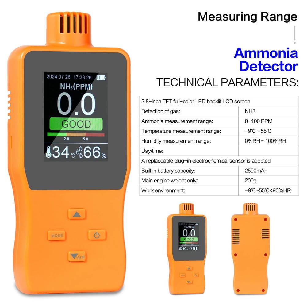 Detectores de Gas Amoníaco NH3 Analizadores de Gas Medidor de Alarma Dispositivo Digital Detectores de Fugas de Gas 0-100PPM