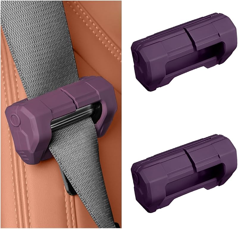 Capas protetoras de silicone para fivela do cinto de segurança DXNQ – 2 unidades, roxo