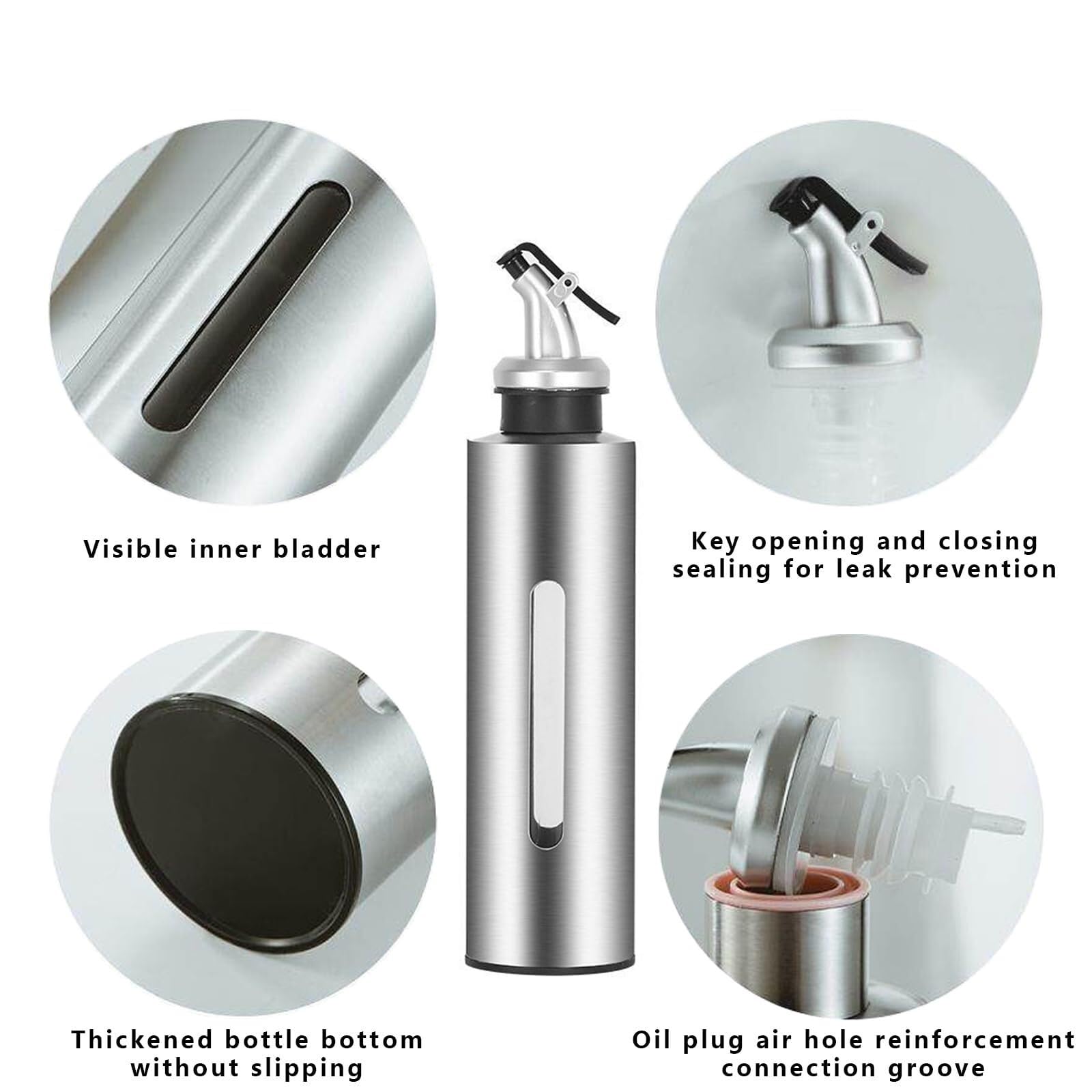 Aceitera Antigoteo Dispensador De Aceite Juego De Cocina De 2 Botellas Dispensadoras De Vinagre Y Aceite De Oliva De Plástico Transparente Vinagrera Botella para Aceite(21.5cm)