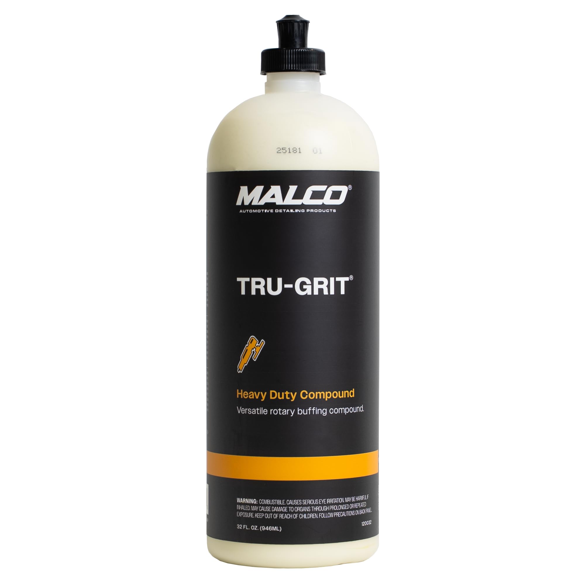 Malco Tru Grit - Heavy Duty Buffing and Polishing Compound for Cars/Automotive Paint Correction and Detailing/Removes 1000-1500 Grit Sand Scratches / 32 Oz. (120032)