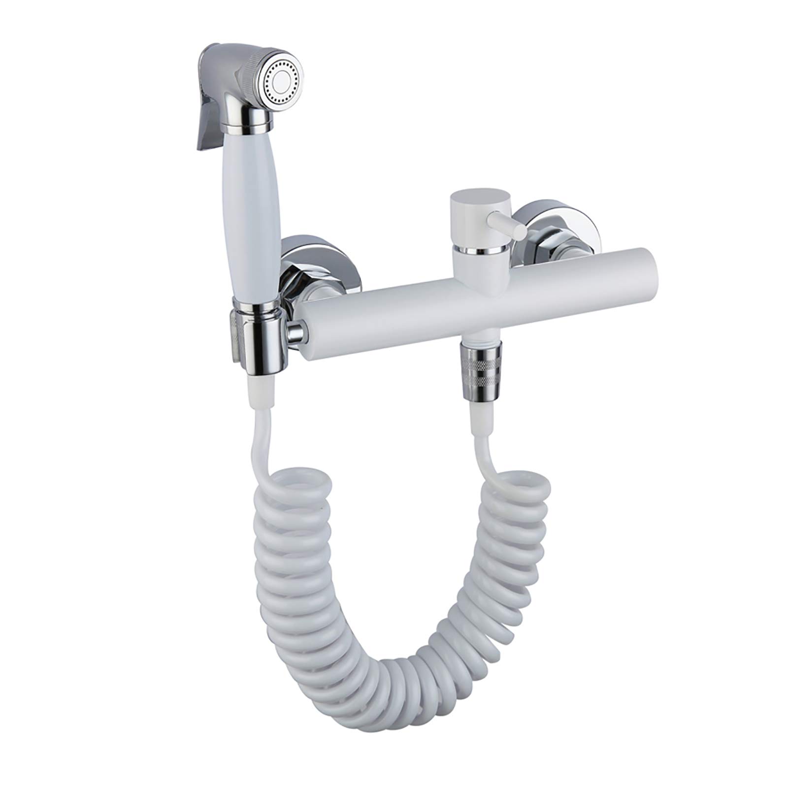 Pulverizador de bidé de mano para inodoro con agua caliente y fría, juego de pañales de tela de baño blanco montado en la pared, kit de latón para baño de mascotas, higiene personal
