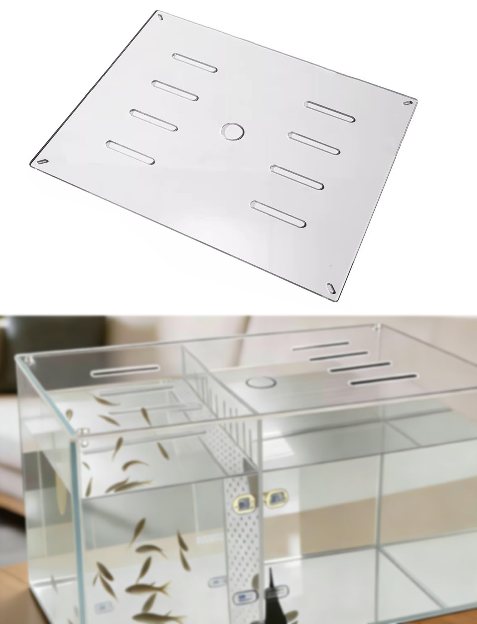 Acrylic Aquarium Lid - Prevent Jump Lid with Opening for Reptiles, Turtles, Aquarium, Habitat, Prevent Escape, Easy Feeding(60x40CM/23.6x15.7in)